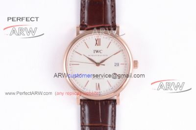 Perfect Replica RSS Factory IWC Portofino Rose Gold White Dial Mens Watches